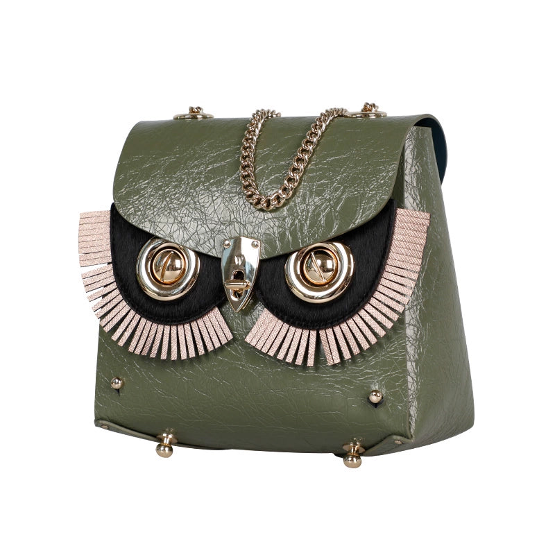 Original design of WANACCESSORY double sided cowhide owl facelift single shoulder crossbody handbag