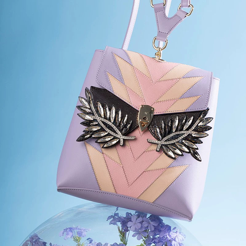 WANACCESSORY Brand New Women's Bag Contrast Series Cowhide Owl Face changing Bag Original Design Brand