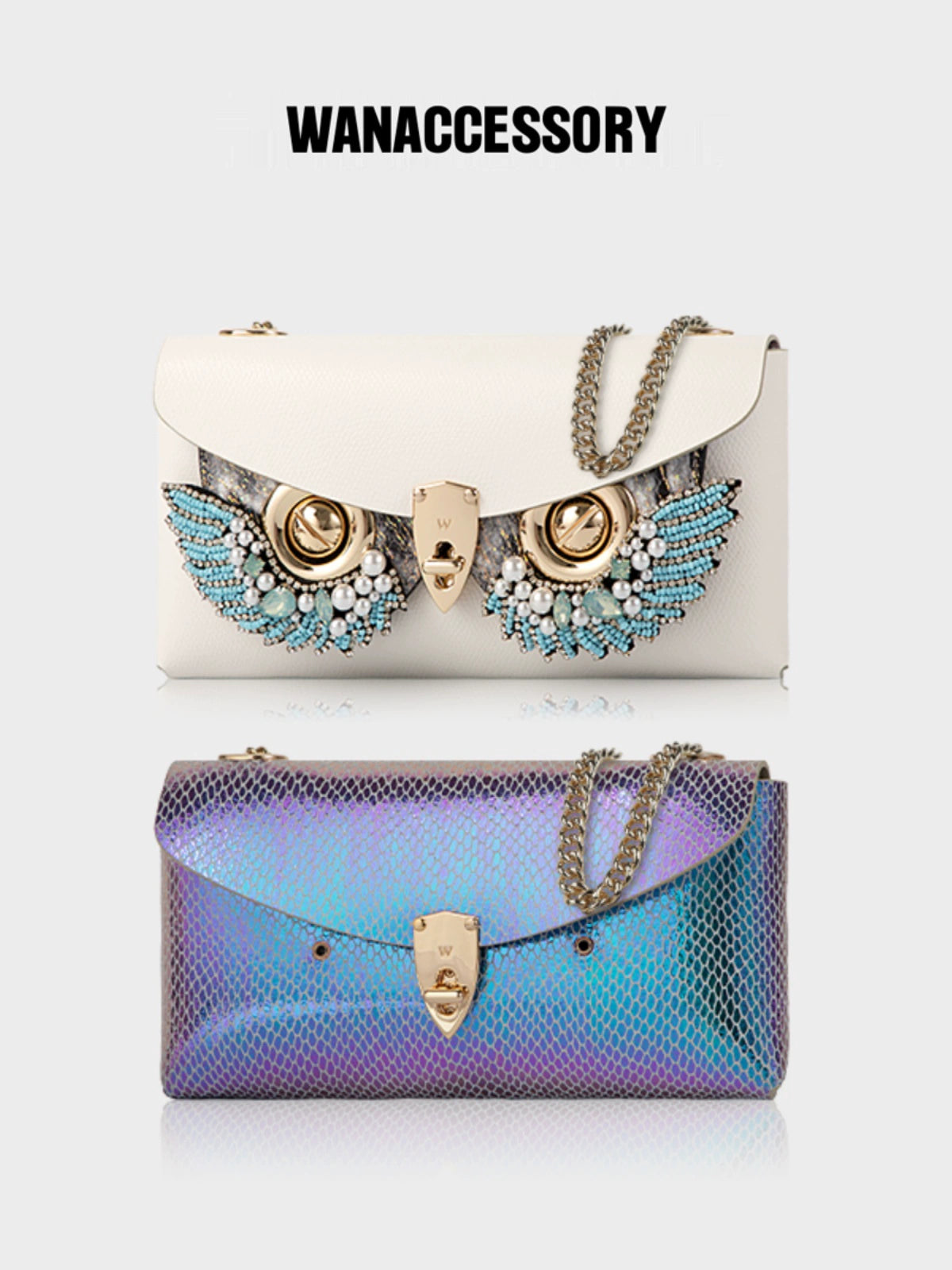 WANACCESSORY double-sided two-color owl face changing envelope bag alias series original design