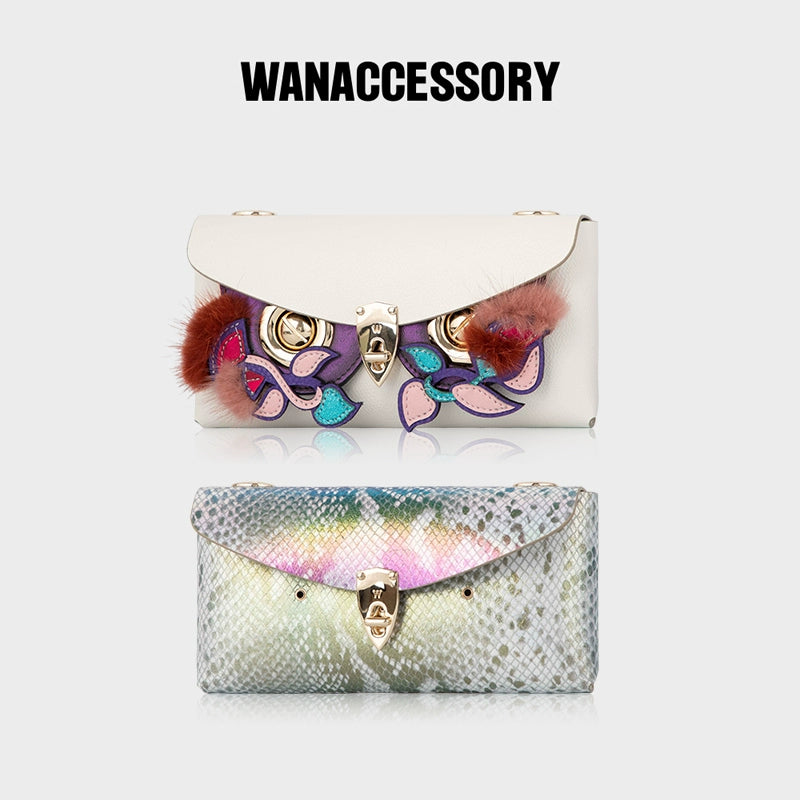 WANACCESSORY Double sided Two tone White Owl facelift One Shoulder Crossbody Letter Envelope Original Design