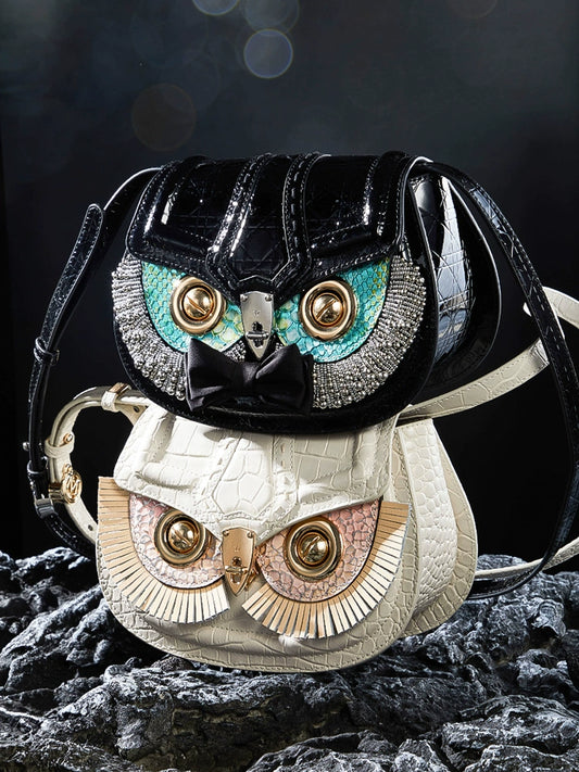WANACCESSORY 2023 owl bag women's bag bo crocodile leather pattern crossbody bag saddle bag original
