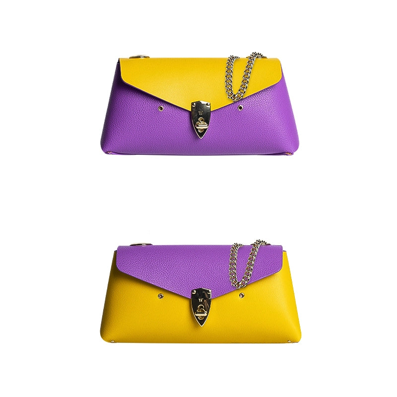 WANACCESSORY DOUBLE-SIDED TWO-COLOR OWL FACE CHANGING PURPLE YELLOW ENVELOPE BAG ALIAS SERIES ORIGINAL DESIGN