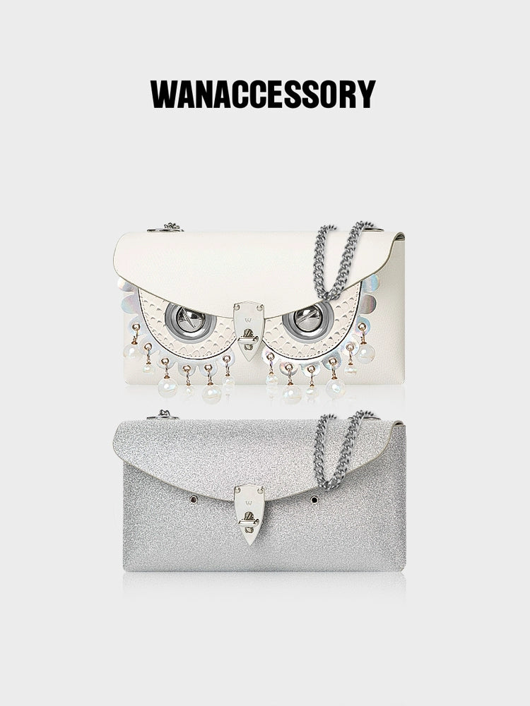 WANACCESSORY Wankou Silver Flash Double Face Owl Face Change One Shoulder Envelope ALIAS Series