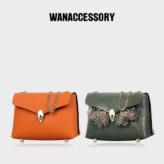 WANACCESSORY Double sided Two tone Owl Cowhide Face Changing Handbag SIMPLY ALIAS Series