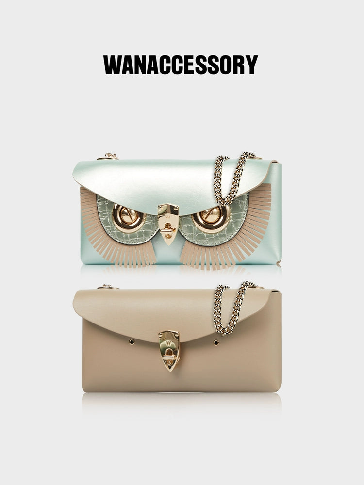 WANACCESSORY 2023 Blue White Jade Fa Cui Double sided Two tone Owl Face changing Bag Original Designer