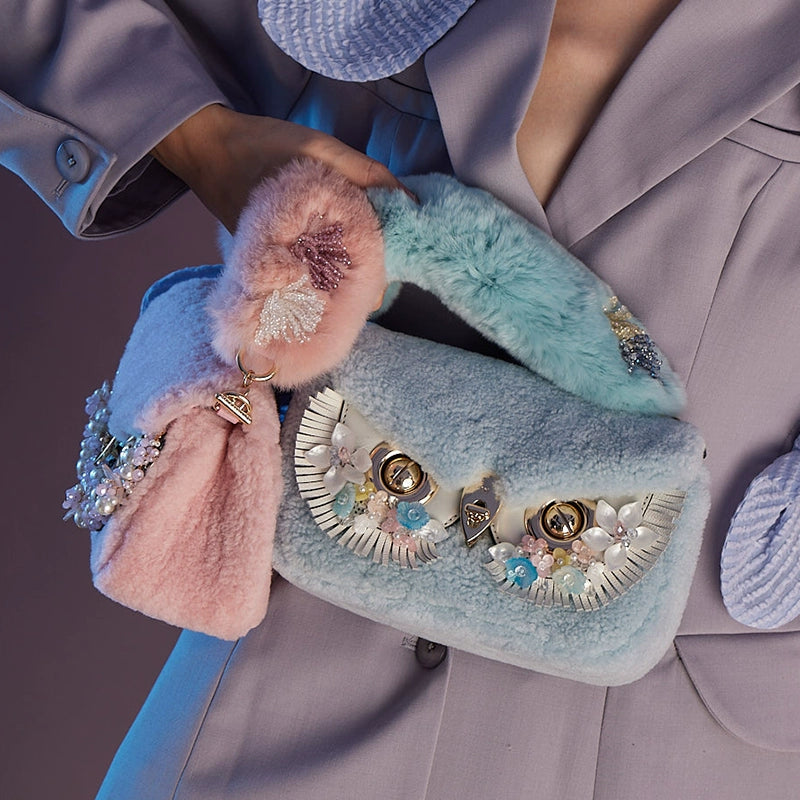 WANACCESSORY's 2022 Autumn/Winter New Color Rex Rabbit Hair Handle facelift Bag Accessories Original Design