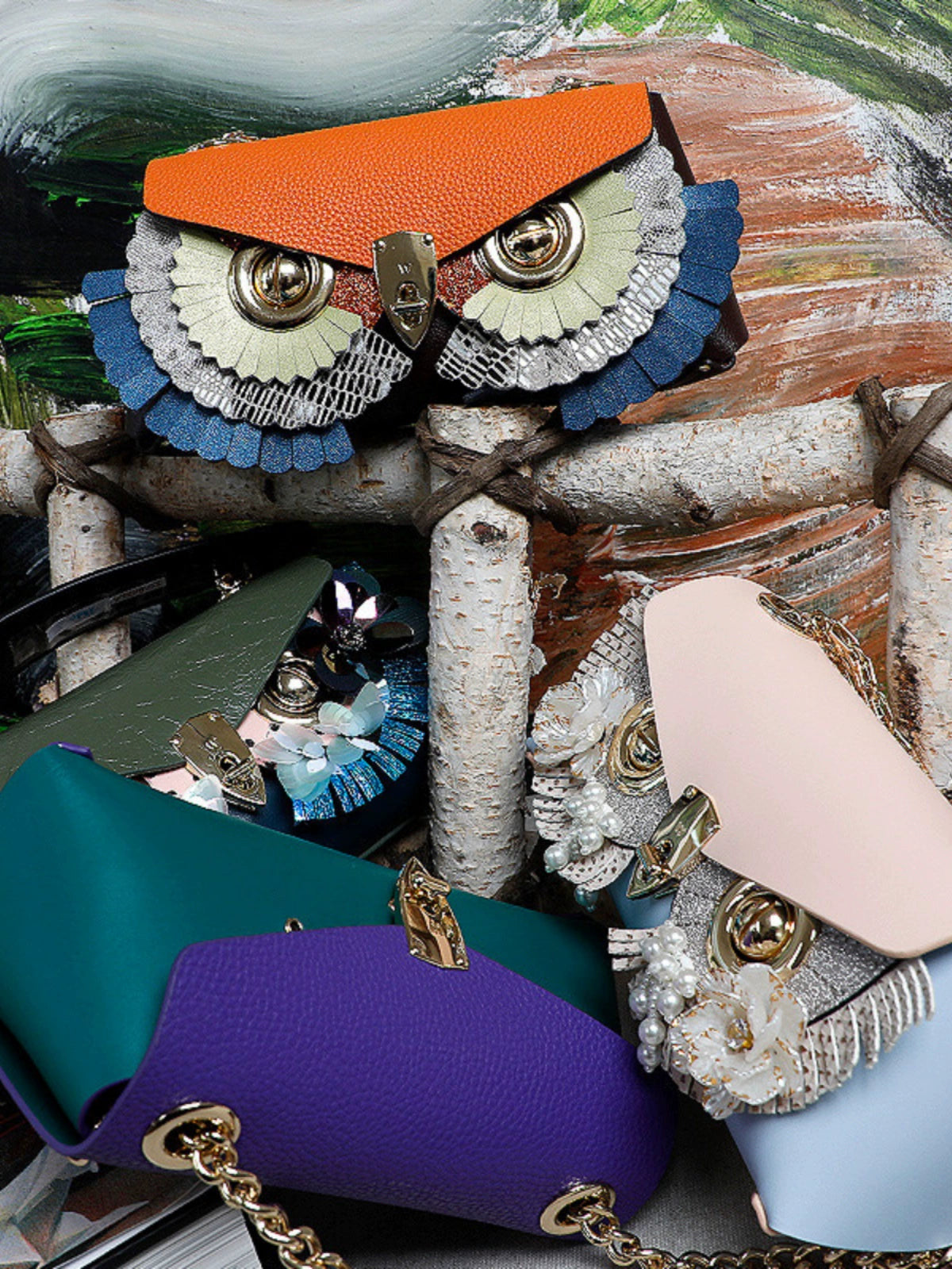 WANACCESSORY Wankou Manon double-sided color matching cowhide owl face changing small bag ALIAS series