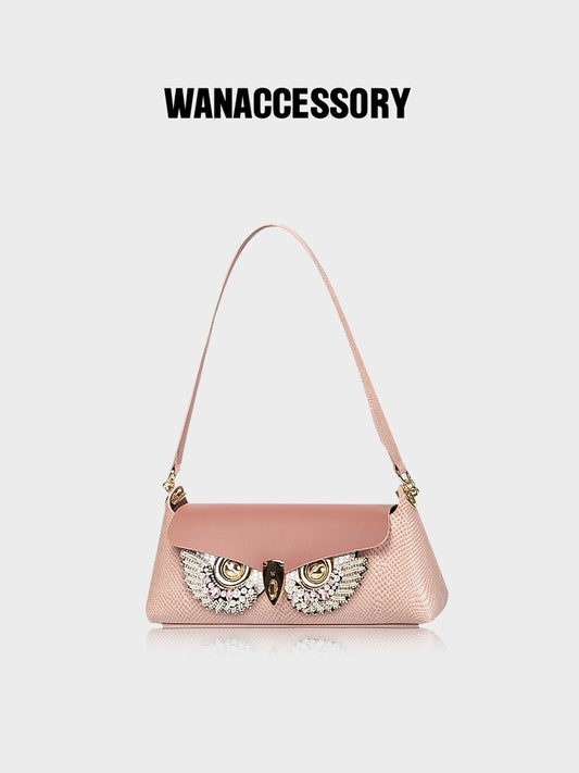 WANACCESSORY Wankou&#039;s new shoulder bag Mei Ziqing Chiti owl face-changing baguette bag original design