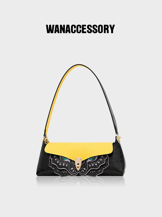 WANACCESSORY Ms. Wankou&#039;s new double-sided double-color face-changing owl underarm baguette bag original design