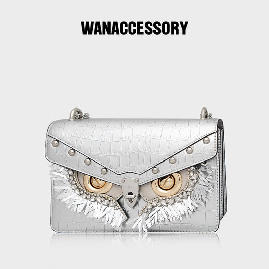WANACCESSORY New Crocodile Pattern Cowhide facelift Owl Xiao Fang Wine God Bag Original Designer
