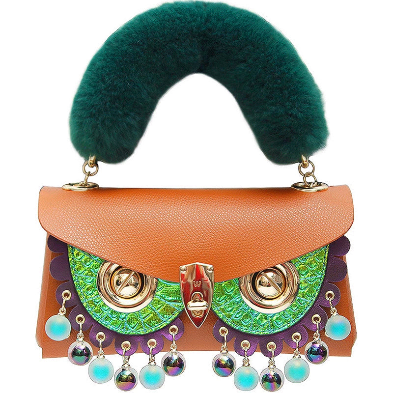 WANACCESSORY double-sided two-color caramel lizard pattern owl face changing envelope bag alias series