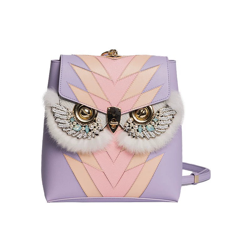 WANACCESSORY Brand New Women's Bag Contrast Series Cowhide Owl Face changing Bag Original Design Brand