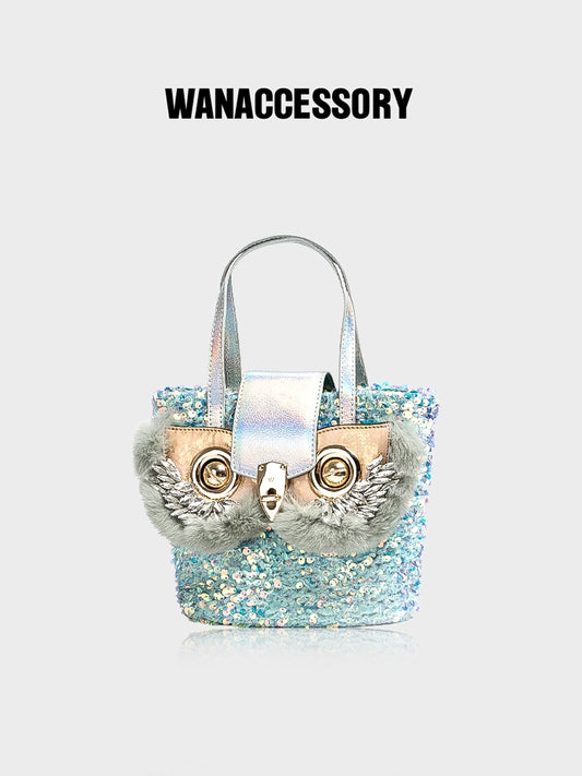 WANACCESSORY Wankou 2023 owl face changing bag sequined Toth shoulder portable diagonal handbag original
