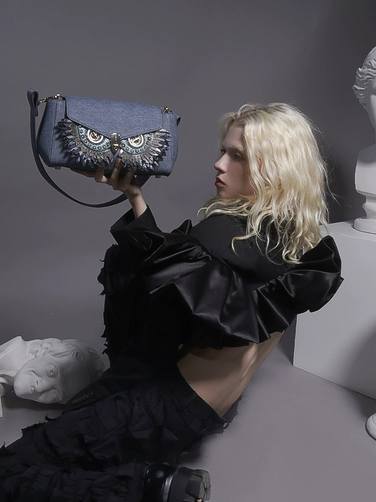 WANACCESSORY 2023 Owl Face Change Bag Chagall denim one-shoulder diagonal original design