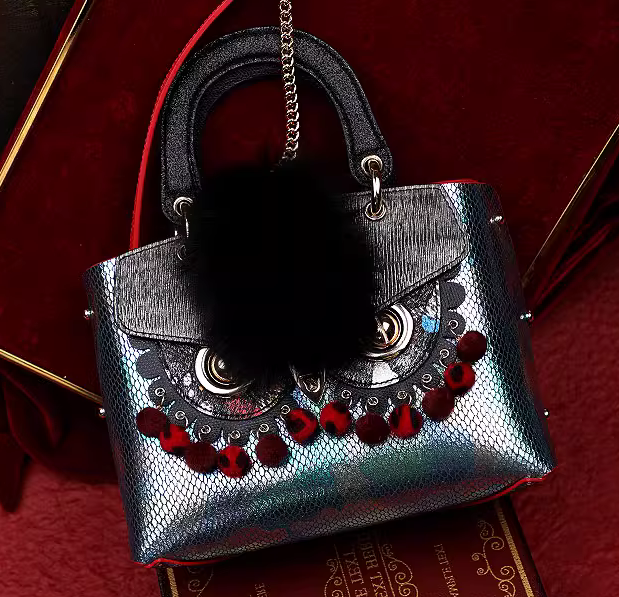 WANACCESSORY Owl Bag Reversible Flip Use Bag Red Dazzling Color Bag Tote Shoulder Crossbody Bag
