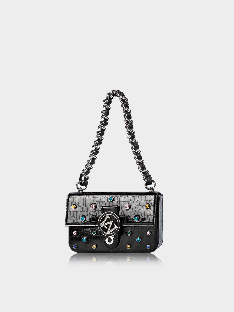 W-Plaque Crystal-Embellished Bag