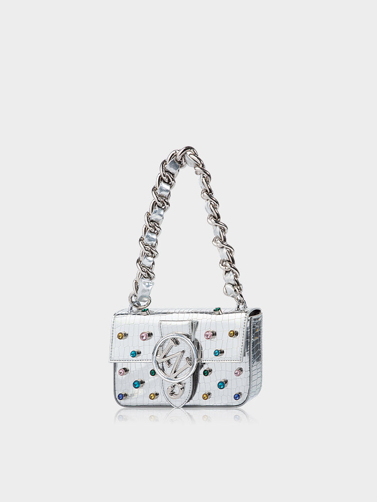 W-Plaque Crystal-Embellished Bag