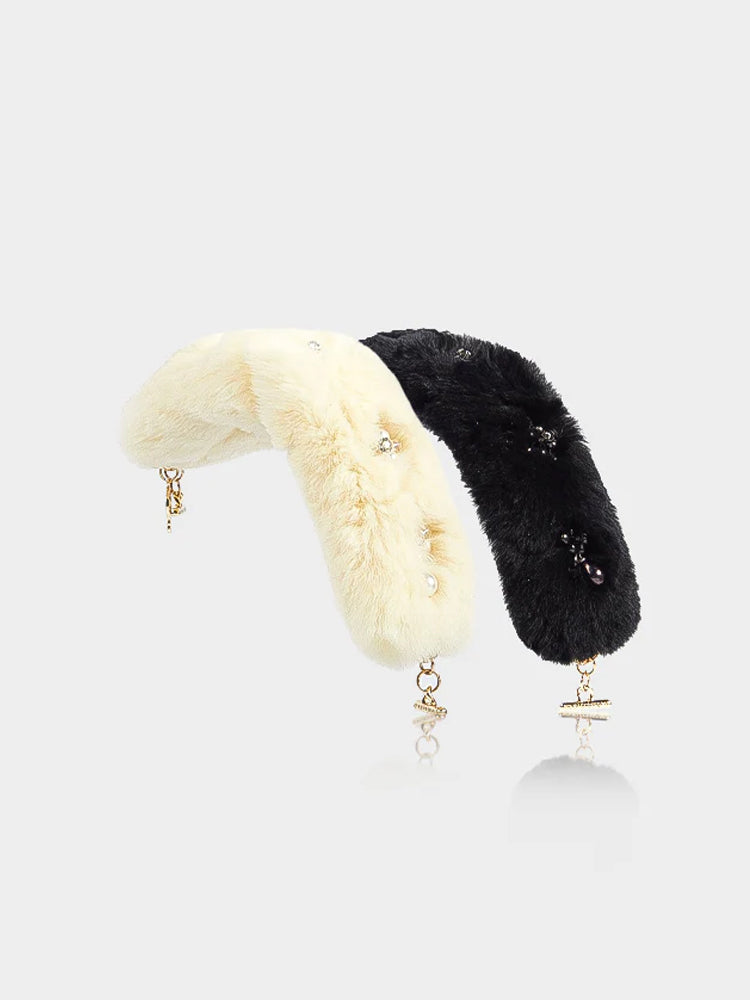 Bead-Embellished Rex Rabbit Fur Handle