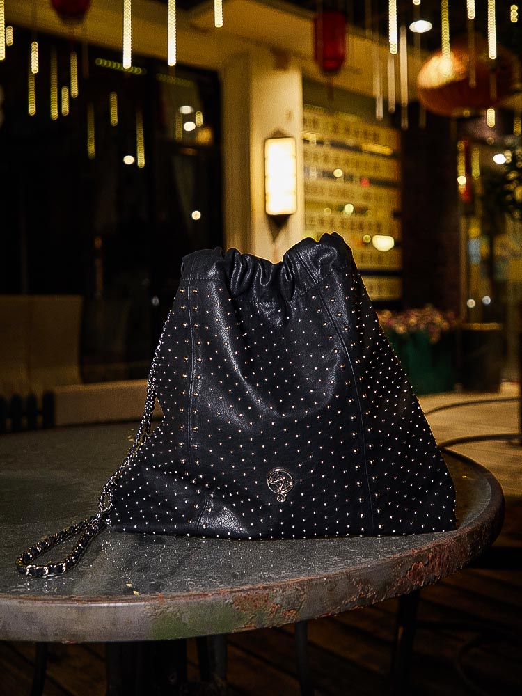 W-Rivet Embellished Bin Bag