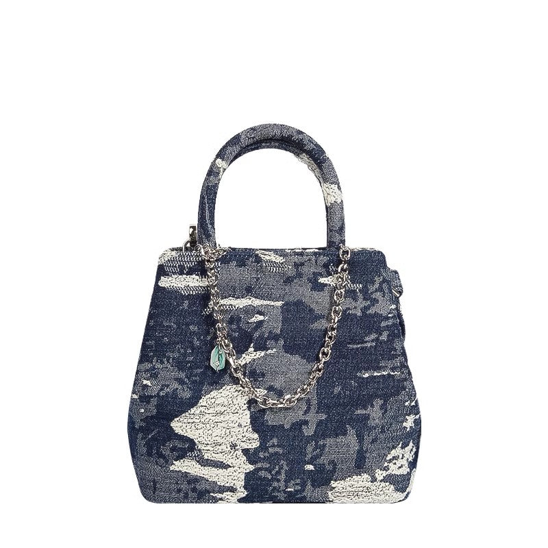 W-Denim Heart Link Tote Bag