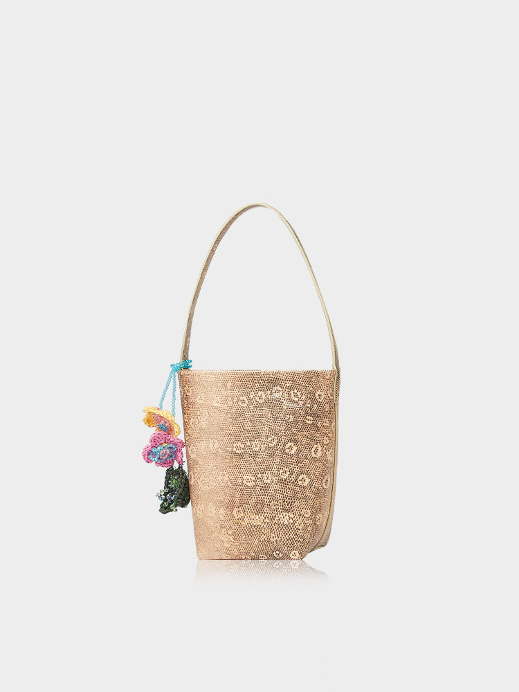 Woven Charm Mini Bucket Bag