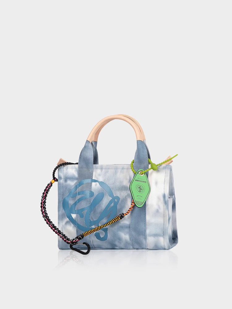 W-Printed Denim Tote Bag