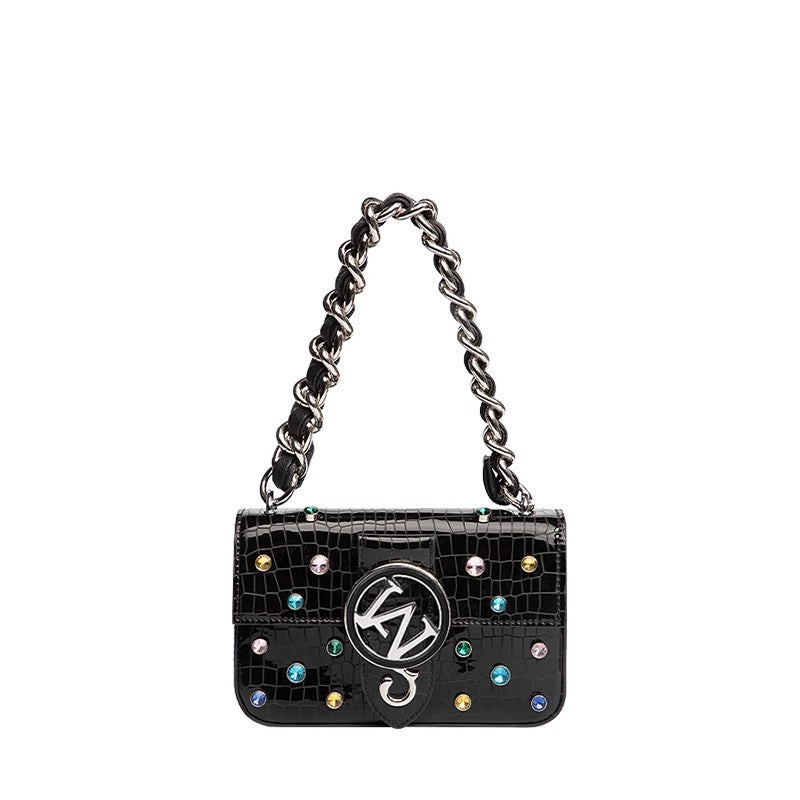 W-Plaque Crystal-Embellished Bag