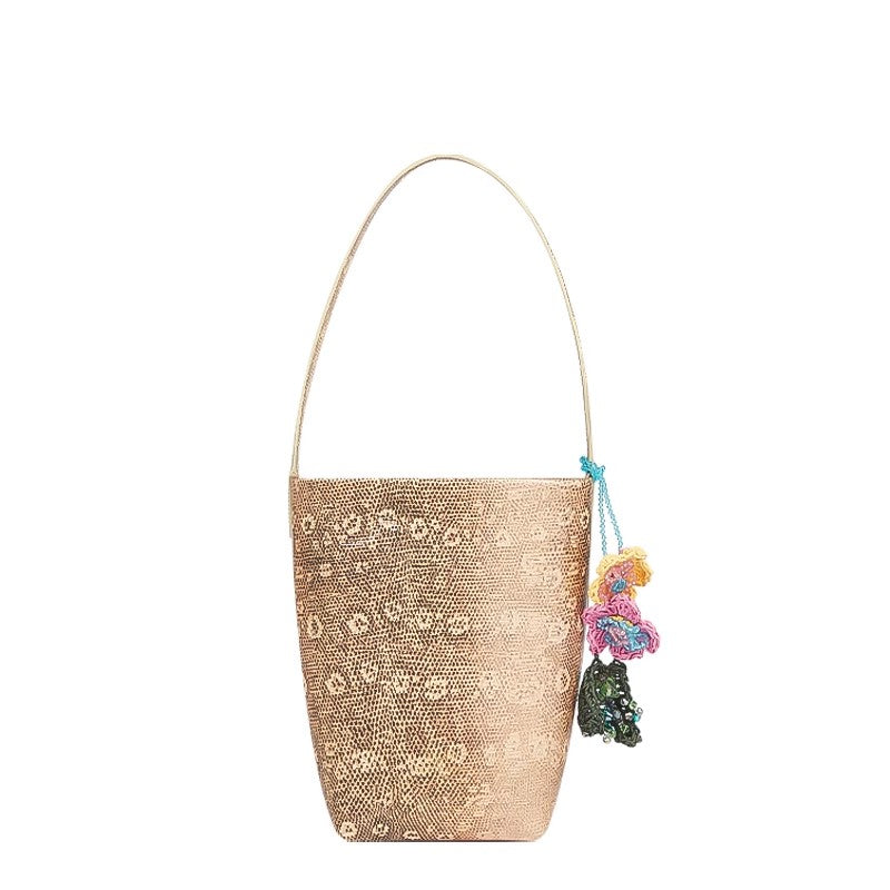 Woven Charm Mini Bucket Bag