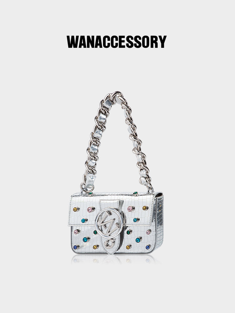 W-Plaque Crystal-Embellished Bag