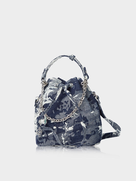 W-Denim Heart Link Bucket Bag