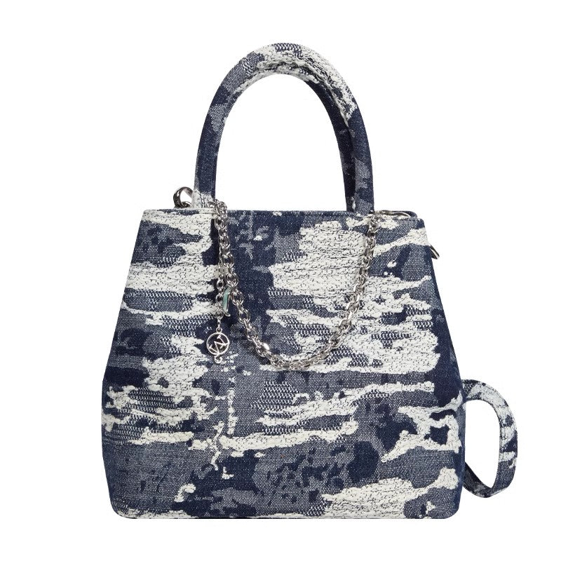 W-Denim Heart Link Tote Bag