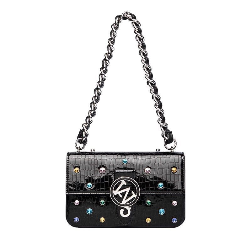 W-Plaque Crystal-Embellished Bag