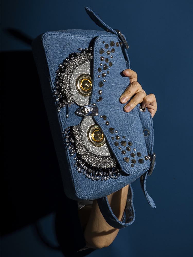 Wedge Bag-Studs on Denim