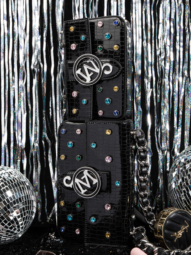 W-Plaque Crystal-Embellished Bag