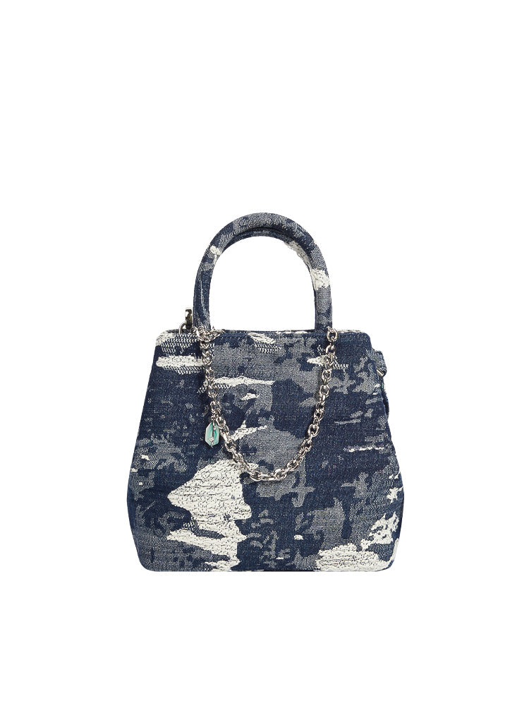 W-Denim Heart Link Tote Bag