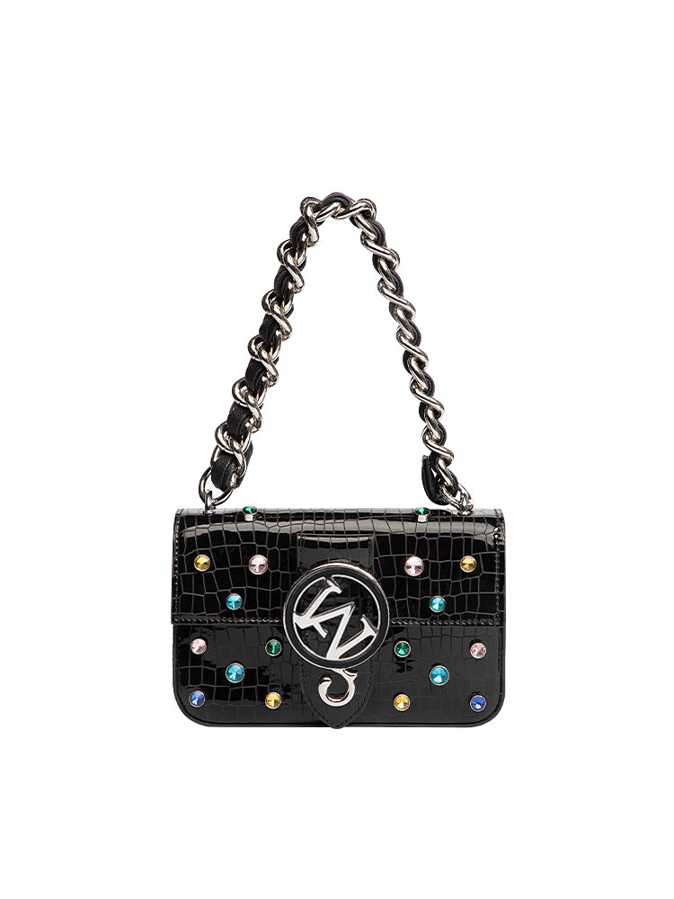 W-Plaque Crystal-Embellished Bag