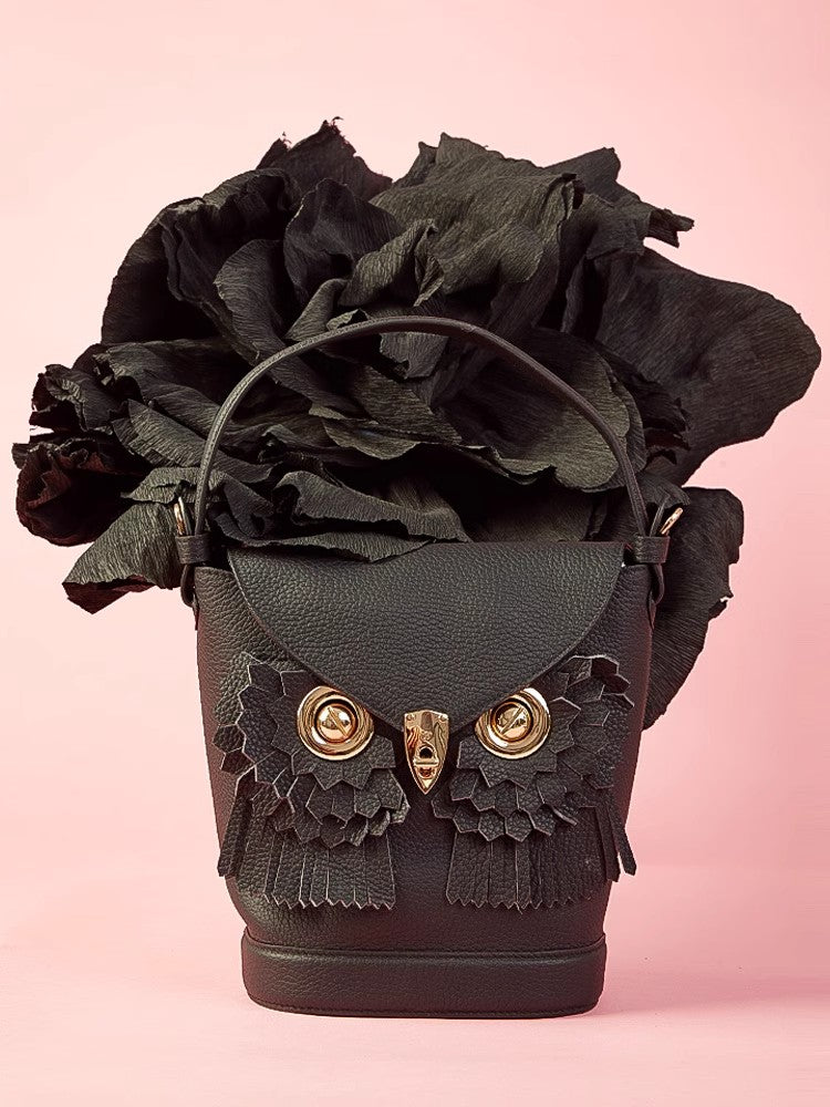 Tussled-Owl Bucket Bag Set