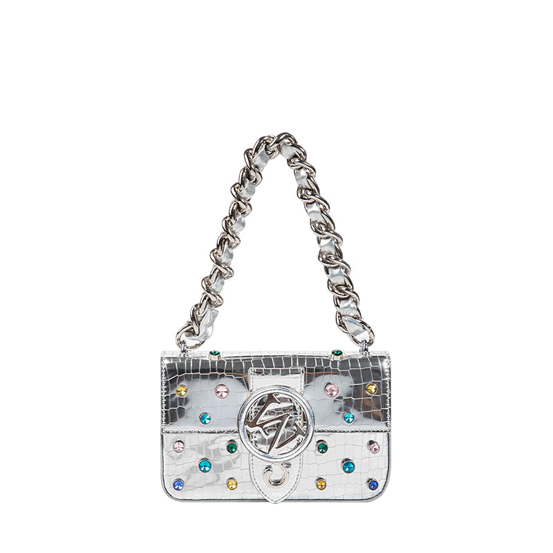 W-Plaque Crystal-Embellished Bag